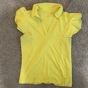 Lilly Pulitzer Lemon Yellow Ruffled Sleeve Polo